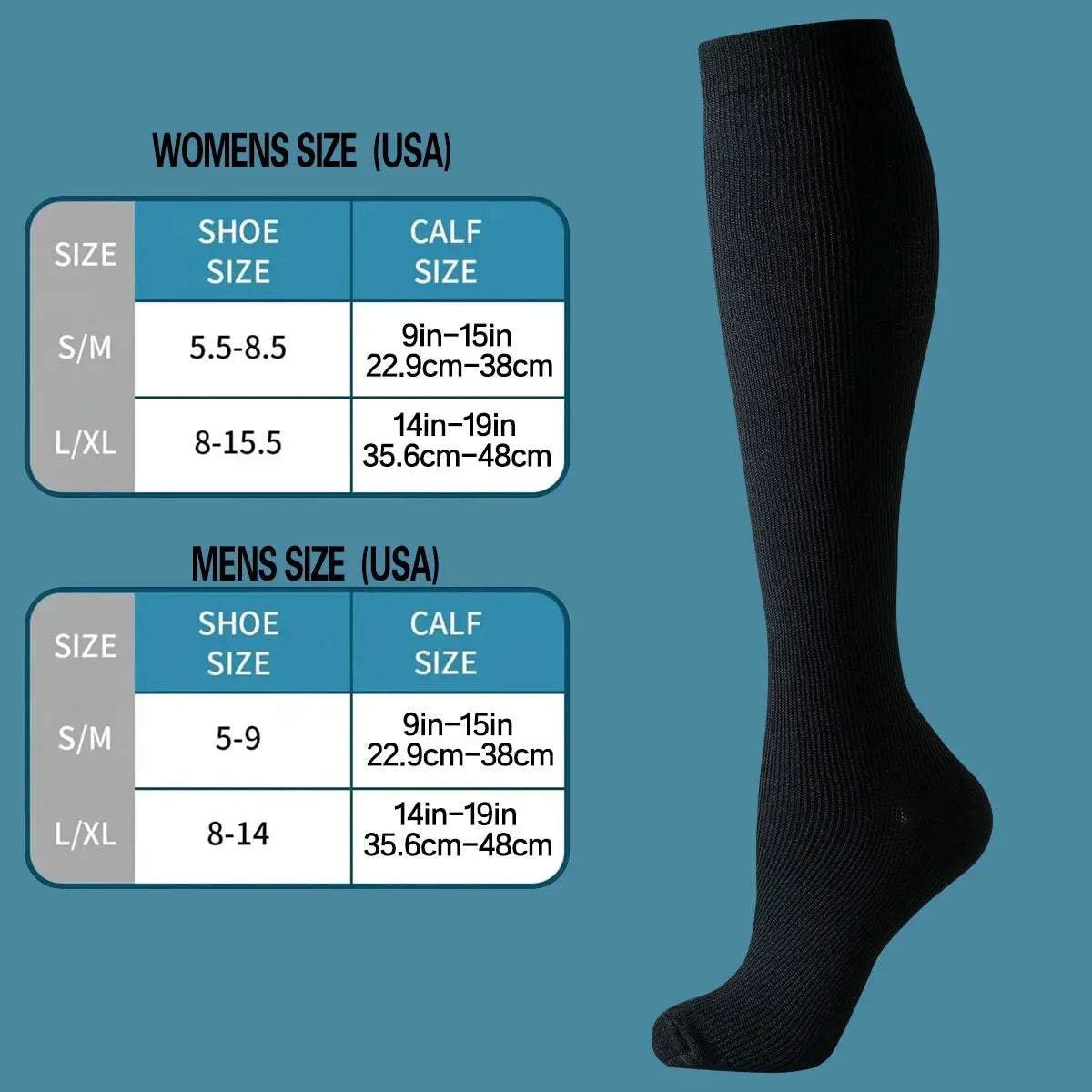 Compression Socks | Women Knee High | Solid Color | Athletic Support