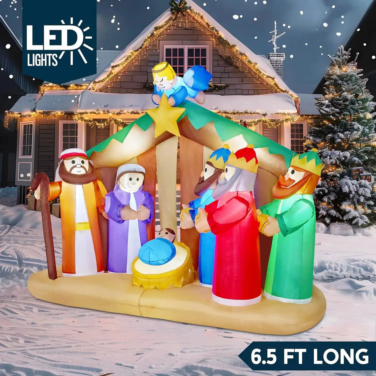 Christmas Nativity Inflatable | 8 Ft LED | Outdoor Yard Decor | One Size