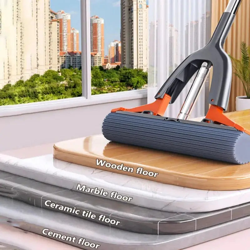 Mini Mop Self Squeeze Mop Powerful Folding Household Clean Tools No Hand Wash Strong Absorbent Mop for Bathroom Kitchen Desktop from PriceLows™