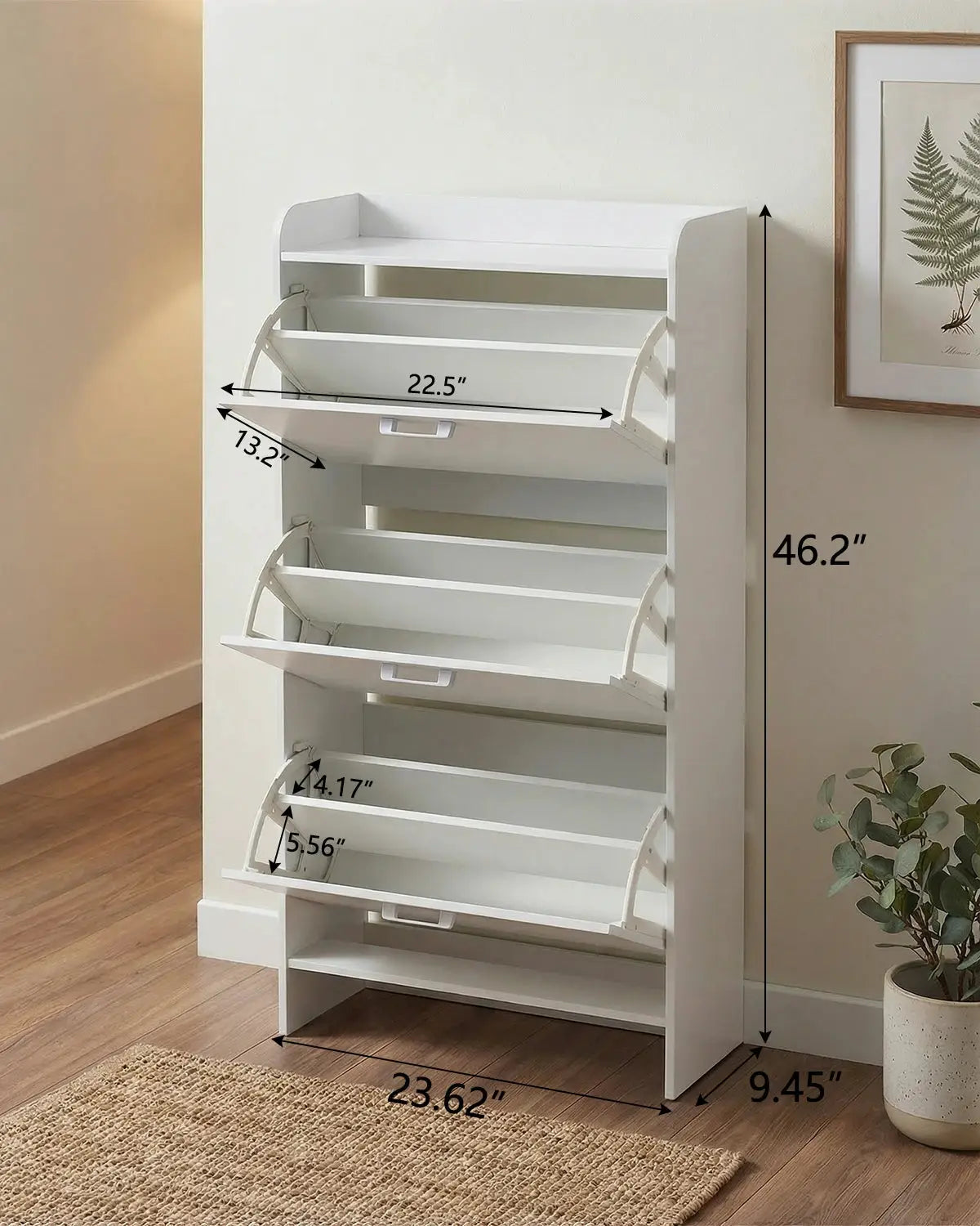 Shoe Cabinet with 3 Flip Drawers, Slim Wooden Shoe Storage Organizer for Entryway, Hallway & Living Room from PriceLows™