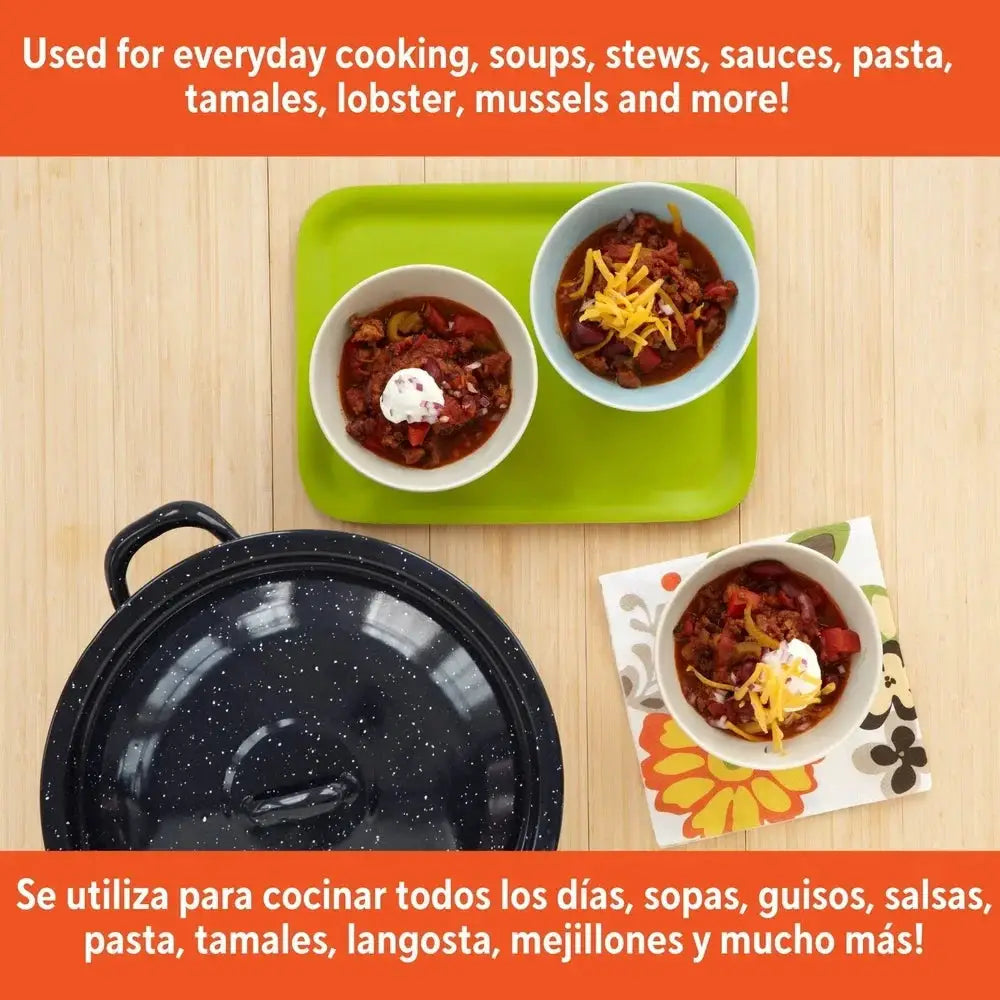 Stock Pot | Enamel Coated | 6 Qt Capacity | Oven Safe, Induction Compatible
