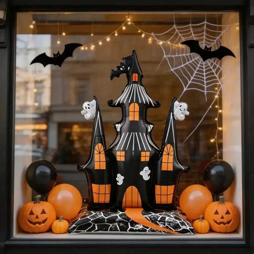 Haunted Castle Foil Balloon | 59 Inch Large | Ghost And Bat Design