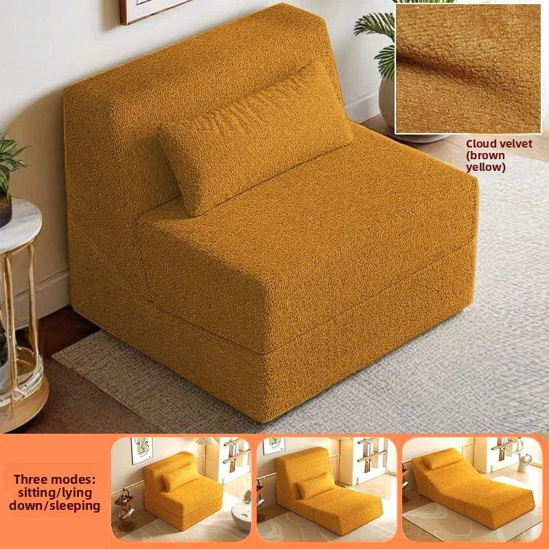 Folding Sofa Bed | Velvet Fabric | Convertible Recliner | Compact Size