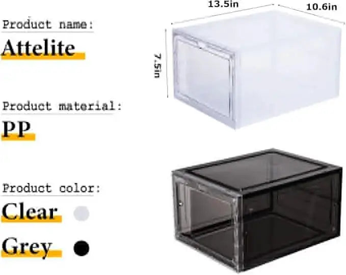 12Pack Clear Stackable Wall-Mounted Shoe Organizer Large Plastic Shoe Cabinet Dust-Proof Magnetic Door Boot & Hat Storage for Me from PriceLows™