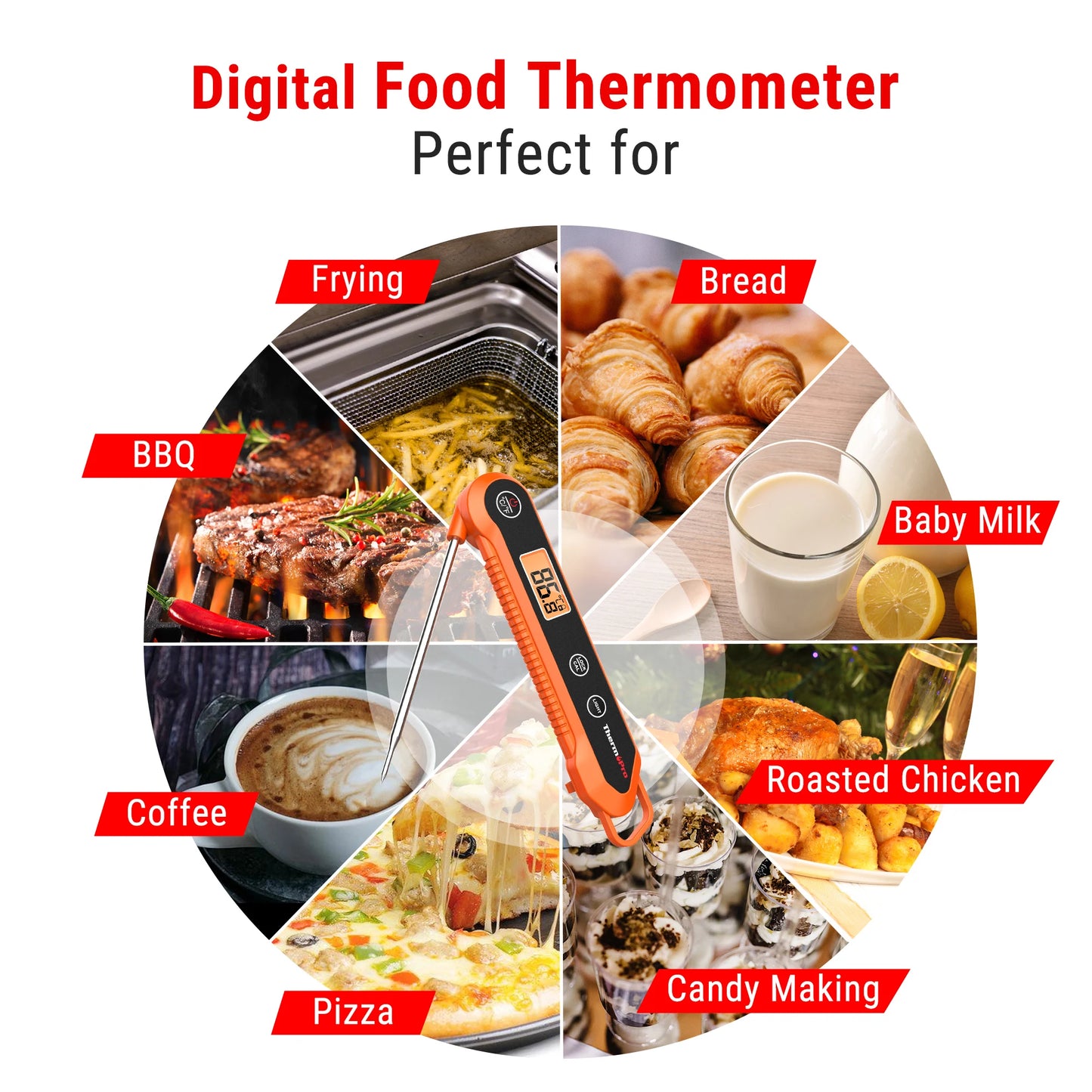 Digital Meat Thermometer | Waterproof | Probe Length 10 cm | One Size