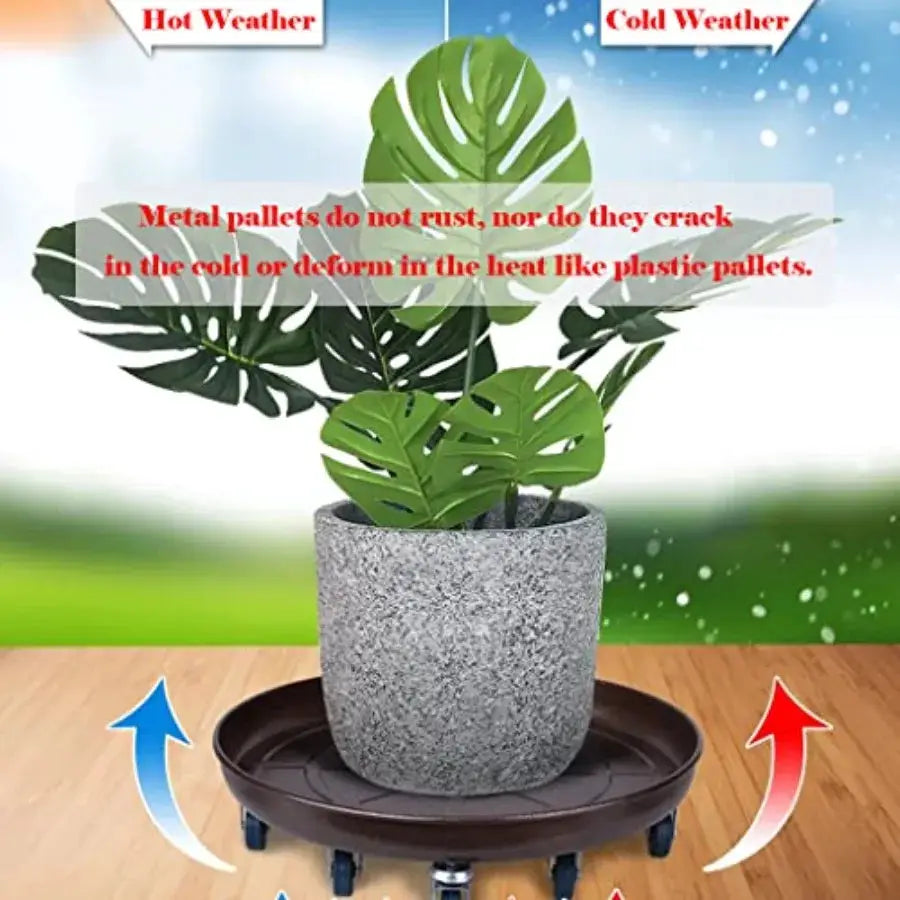 Round Plant Stand with Lockable Wheels 480lb Heavy Duty for Indoor Outdoor Large Rolling Dolly Planter Caddy on Casters to Carr from PriceLows™