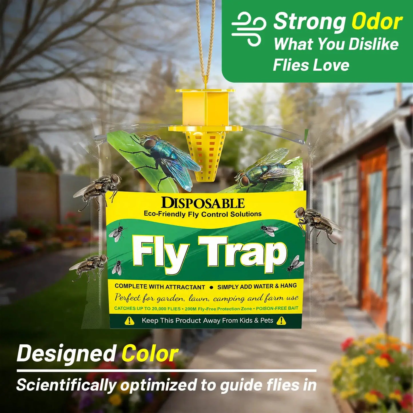 6/8 Pack Outdoor Fly Traps With Non-Toxic Bait Patio Hanging Disposable Fly Bags Flying Bug Control Pest Killer Repellent Insect Catchers For Ranch Backyard Trash Bin from PriceLows™