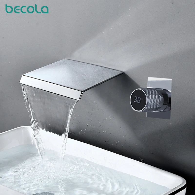Bathroom Faucet | Led Digital Display | Black Brass | Two Hole