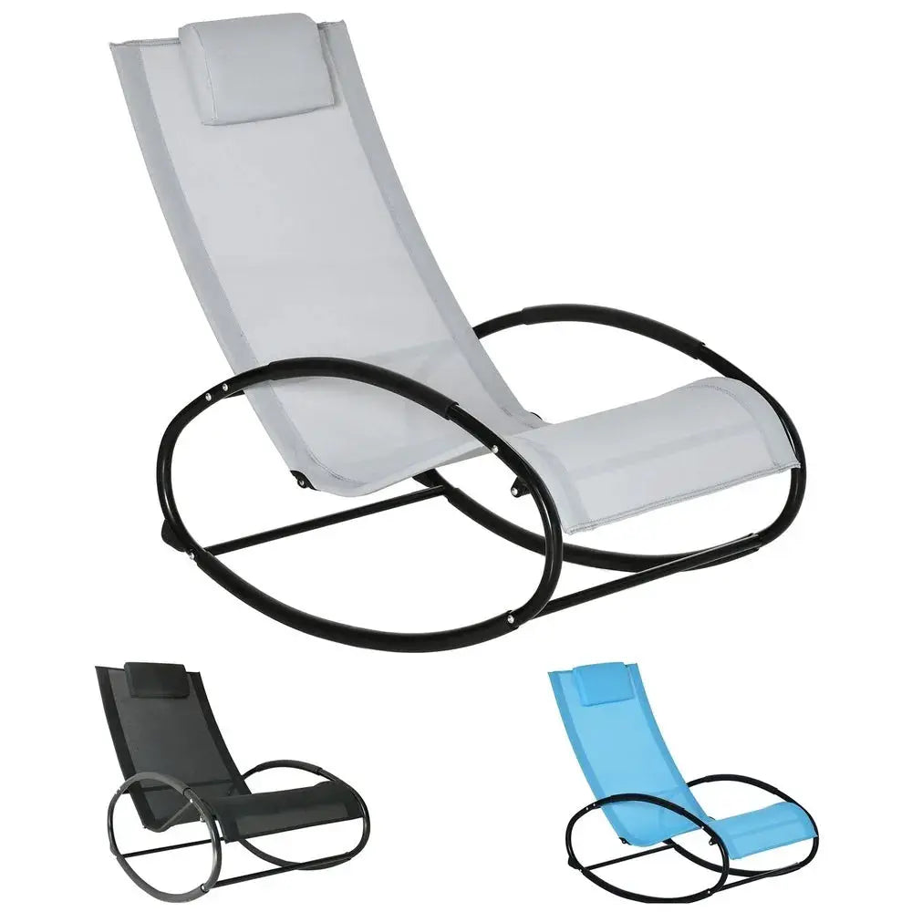 Patio Lounger Rocking Chair w/ Zero Gravity Seat Pillow Armrest from PriceLows™