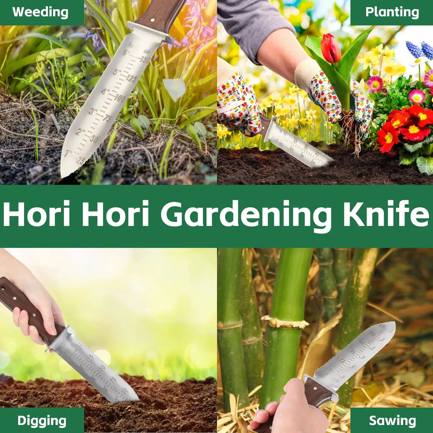 Hori Hori Garden Knife | Stainless Steel Body | Wood Handle