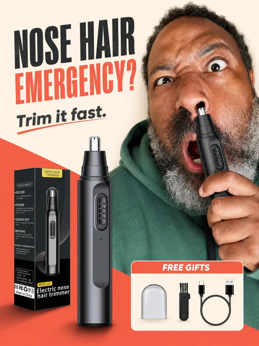 Upgrade 2.0, Rechargeable electric nose hair trimmer Nose hair razor Ear hair trimmer Spot hair trimmer Spot shaving from PriceLows™