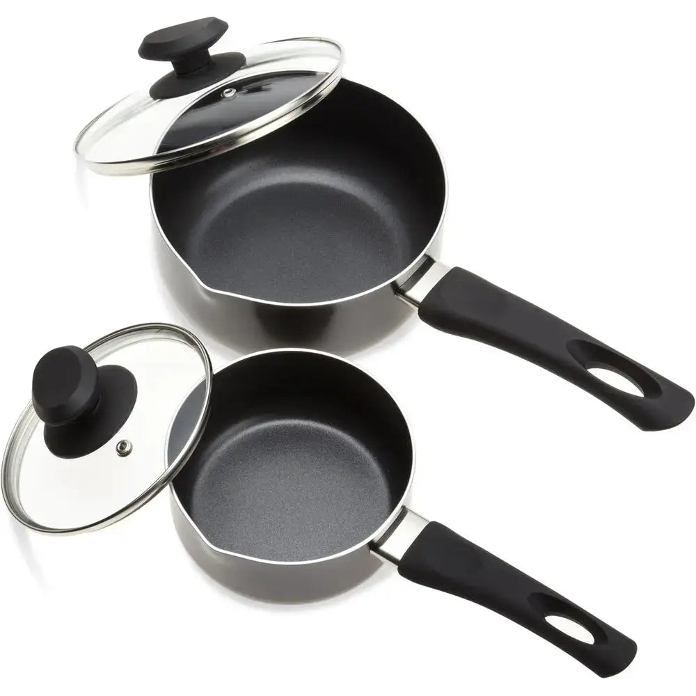 Grey 8Pcs Elements Nonstick Cookware Set PFOA Free Tempered Glass Lid With Steam Vent Kitchen Pots Pans from PriceLows™