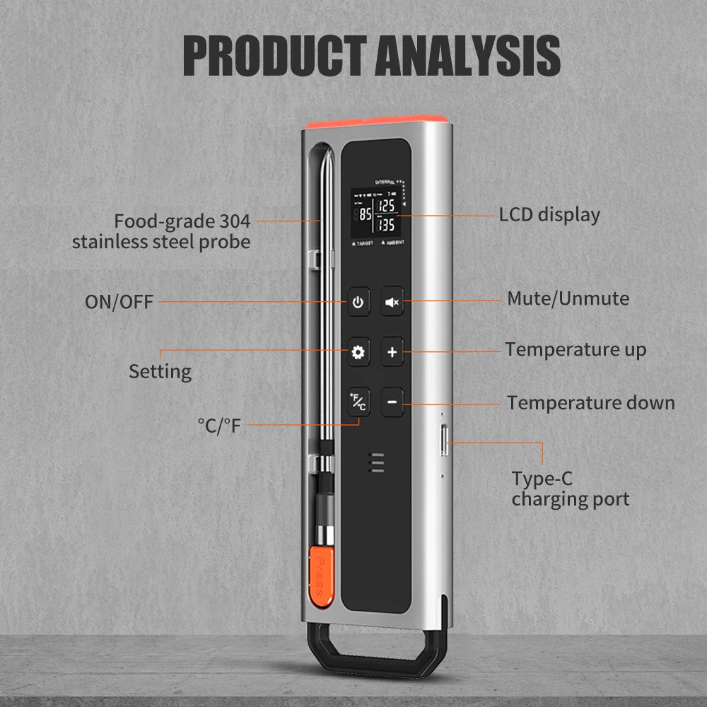 Smart Bluetooth Meat Thermometer | Bluetooth Enabled | Digital Probe | V18