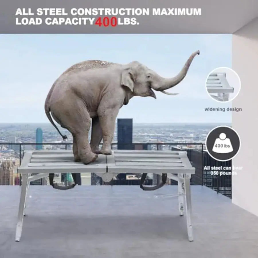 Adjustable Work Platform with 400 lb Duty Rating Steel Step Ladder Portable Folding Scaffolding Platform for RV Cleaning High P from PriceLows™