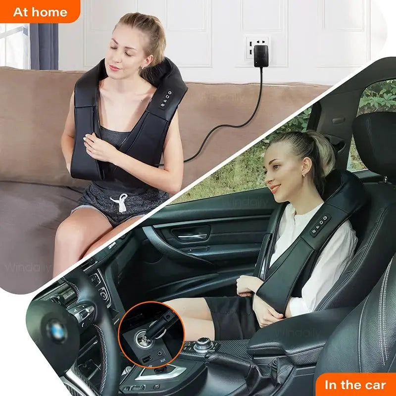 Shiatsu Neck And Shoulder Massager | With Heat | 4D Kneading | Home And Car Use
