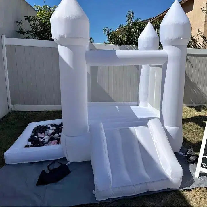 9FT Arch Inflatable White Bounce Castle with Slide & Ball Pit, High‑Quality PVC for Long‑Lasting Use at Weddings and Celebration from PriceLows™