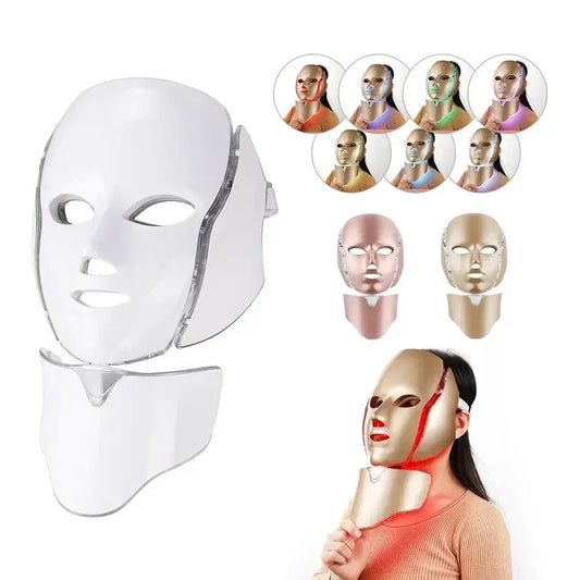7 Colors Light LED Face Neck Beauty Mask Photon Red Light Facial Skin Care Anti Aging Rejuvenation Brighten Skin Care Tool from PriceLows™