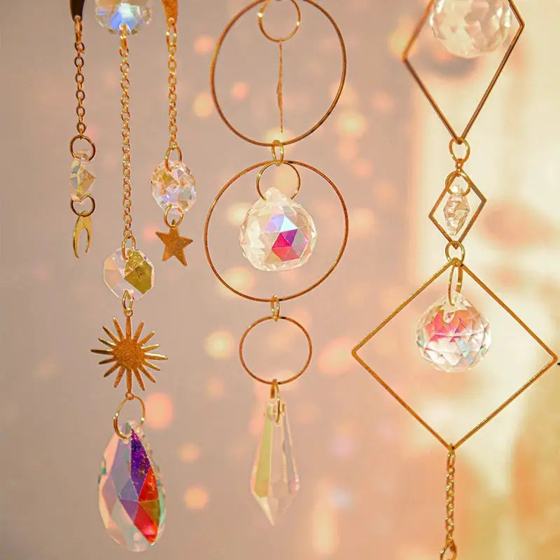 Crystal Suncatcher Moon Star Rainbow Sun Catcher Wind Chime Pendant Sun Catcher Pendants Outdoor Garden Yard Hanging Decor from PriceLows™