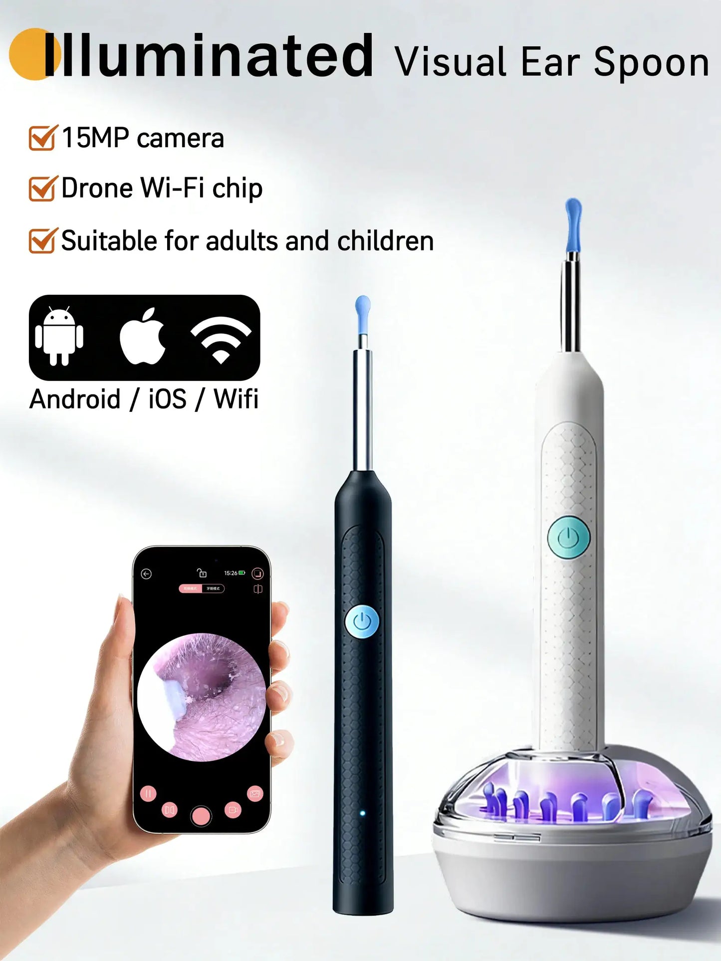 Digital otoscope,Ear Wax Cleaner Camera,endoscope camera,Safe Earwax Removal Endoscope with 15M Camera,Ear Cleaning Tools from PriceLows™