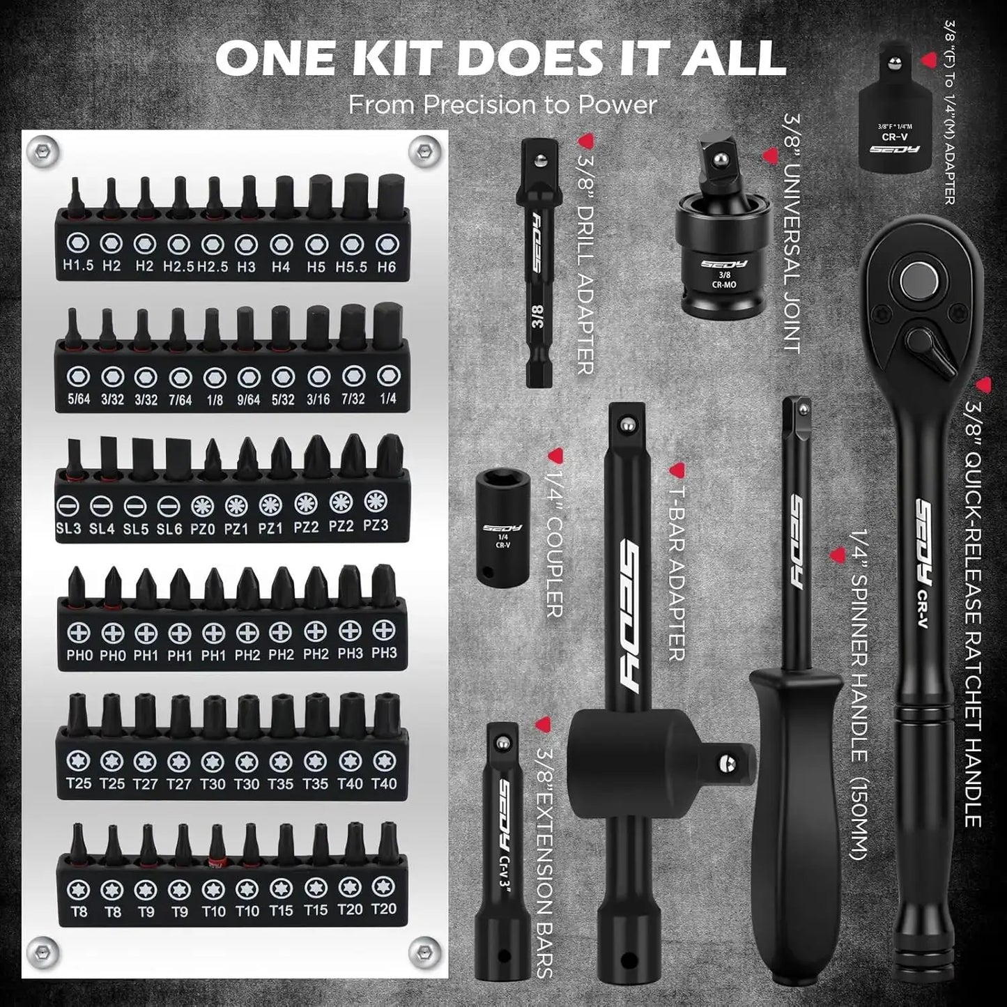 132-Piece Mechanics Tool Set, SAE/Metric 1/4" & 3/8" Drive Socket Set, Ratcheting Wrenches, Extensions & Adapters, Quick-Release Ratchet, Professional Auto Repair Kit with Case from PriceLows™