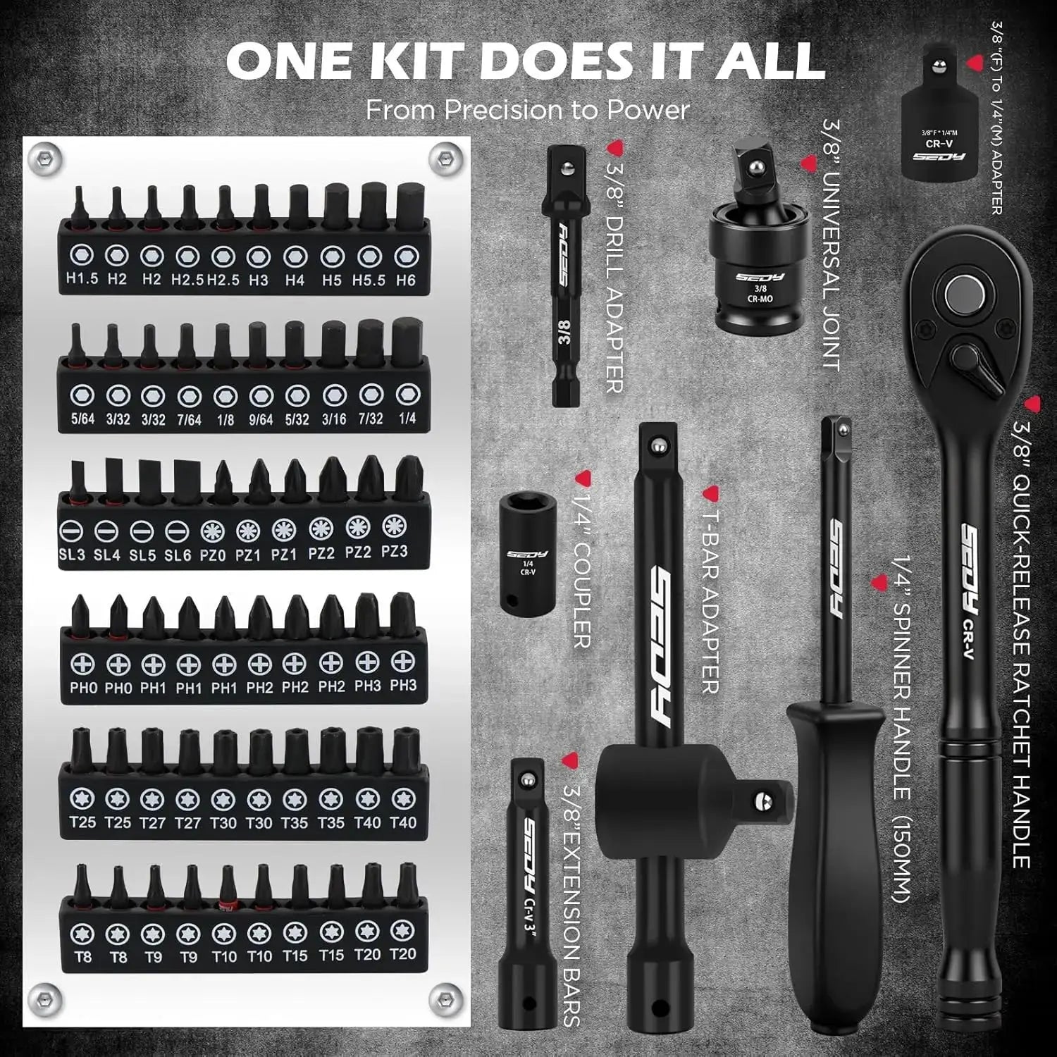 132-Piece Mechanics Tool Set, SAE/Metric 1/4" & 3/8" Drive Socket Set, Ratcheting Wrenches, Extensions & Adapters, Quick-Release Ratchet, Professional Auto Repair Kit with Case from PriceLows™
