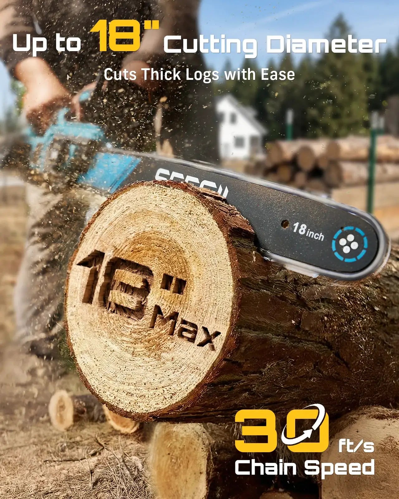 Seesii 40V 18Inch Brushless Chainsaw With Automatic Oiler 2200W Cordless Electric Saw Garden Woodworking Cutting Tool For Makita 18v Battery pin from PriceLows™