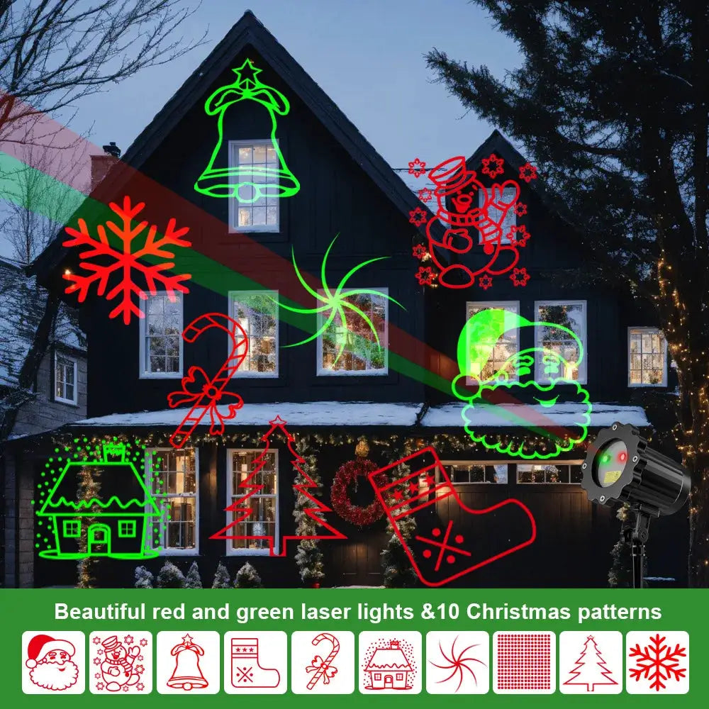 Outdoor Christmas Laser Projector | Waterproof | 180 Degree Beam | Multi Pattern