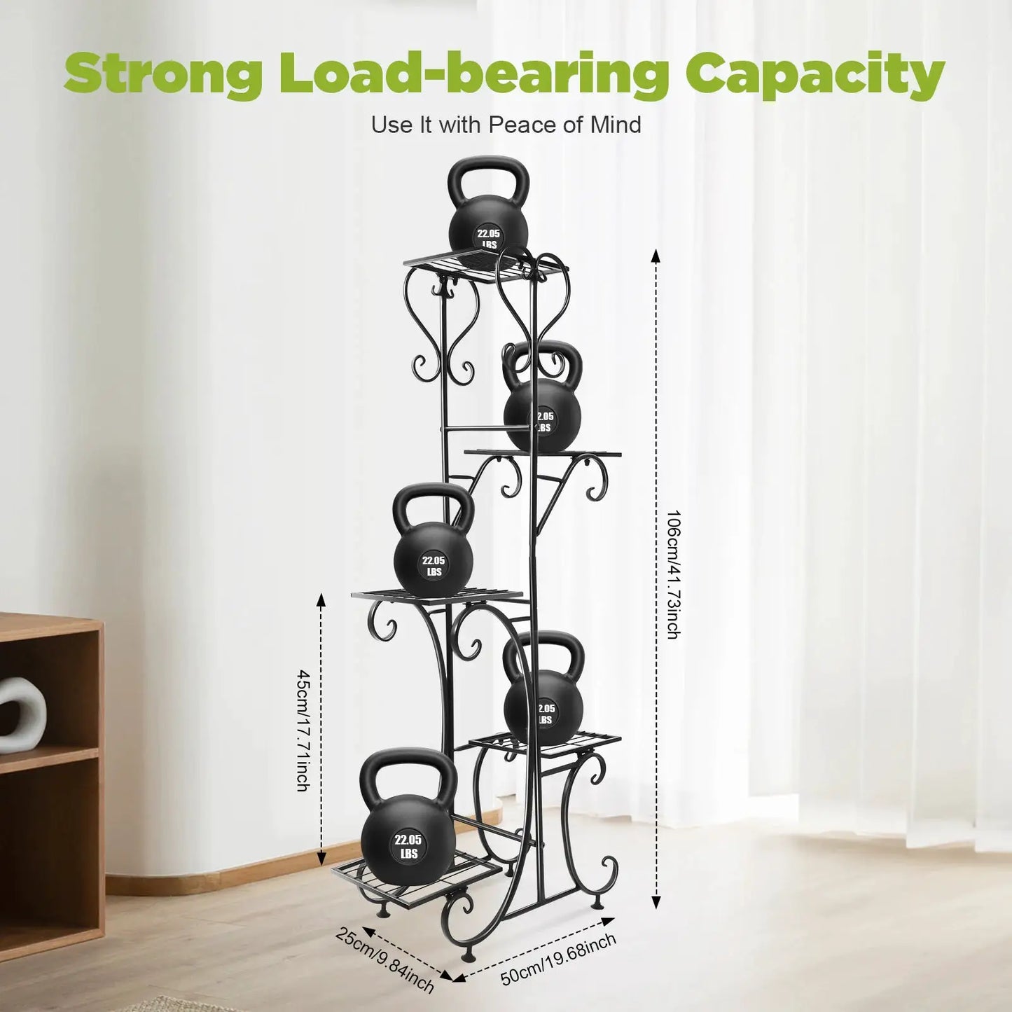 42inch Tall Metal Plant Stand Multi Tiered 5 Tier Multiple Flower Pots Holder Shelf Rack Display Stand Wrought Iron Planter Display Rack Potted Planter Shelves Organizer for Patio Balcony Garden from PriceLows™