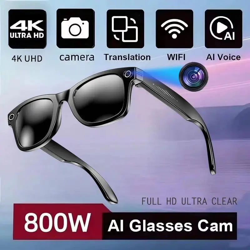 Smart Glasses | AI Translation 720P Dual Cam | Waterproof Bluetooth 5.3 | Men