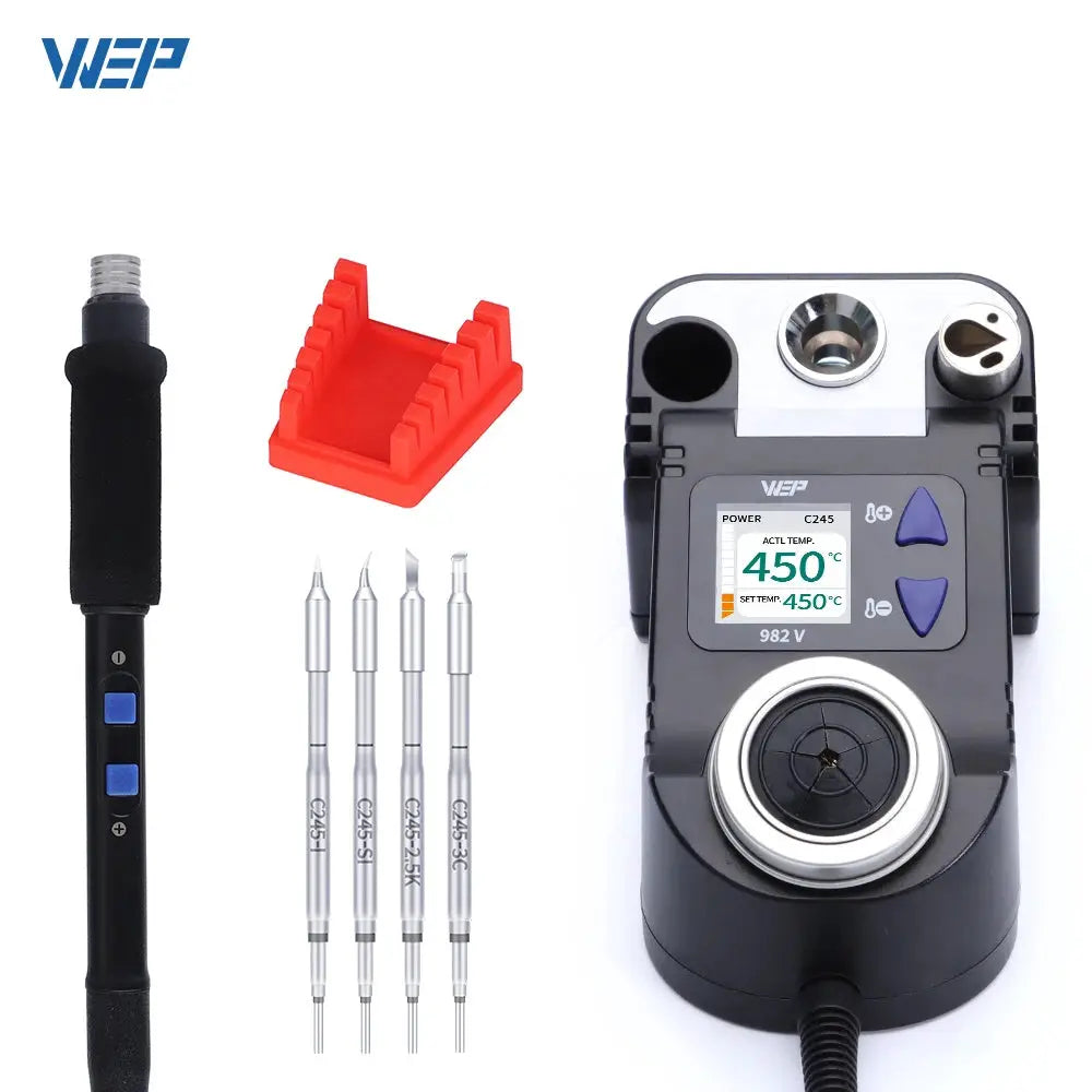 WEP 982-V Digital Electric Soldering Iron Kit C115 C210 C245 Precision Soldering Iron Soldering Station Small Rework Station from PriceLows™