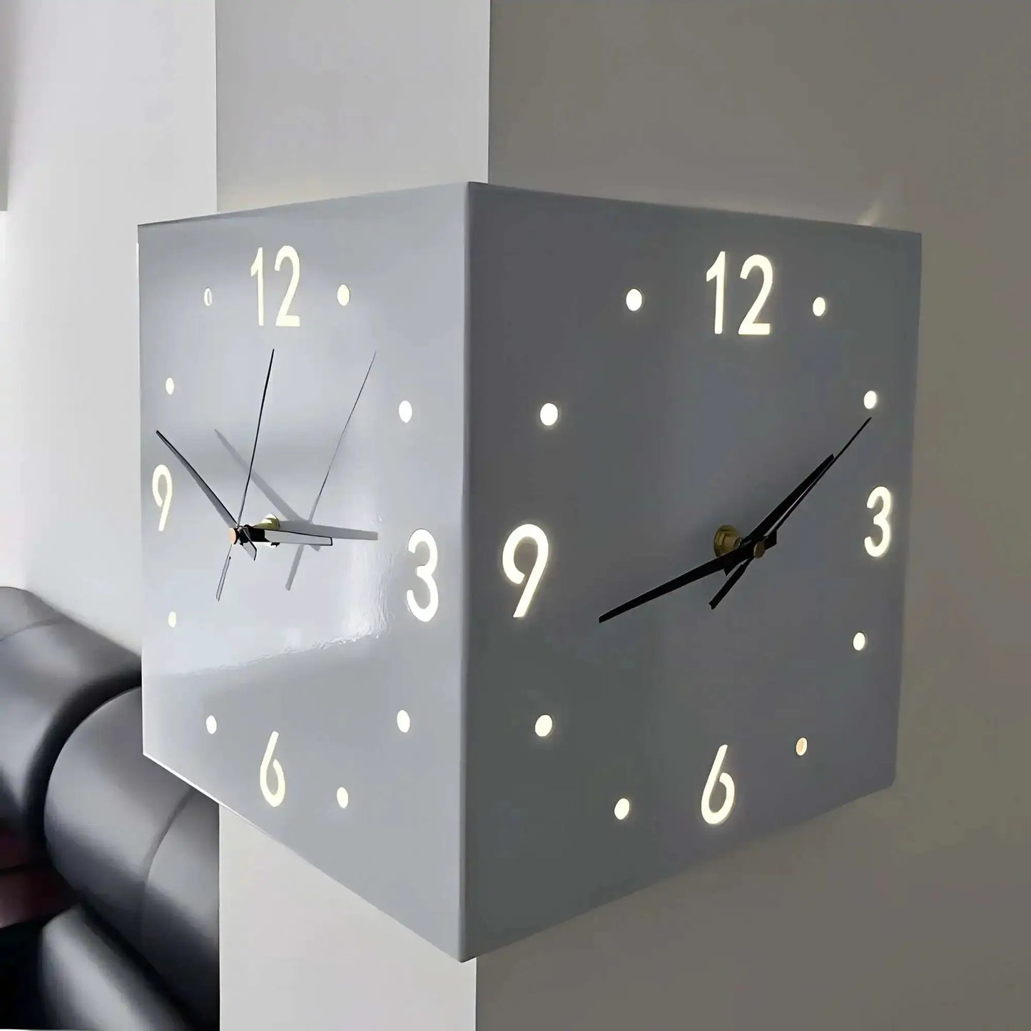 Corner Modern Wall Clock, Stylish Double-sided Luminous Wall Clock, Sensor Luminous Corner Wall Clock, Mute Wall Clock from PriceLows™