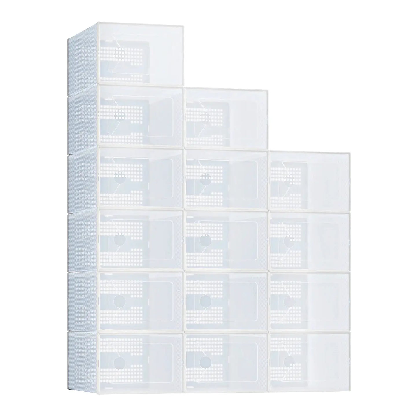 JHK 12/15 Pack Plastic Stackable Shoe Organizer with Lids for Closet Foldable Shoe Rack Sneaker Container Under Bed and Entryway Space Saving Cabinet Home Furniture from PriceLows™