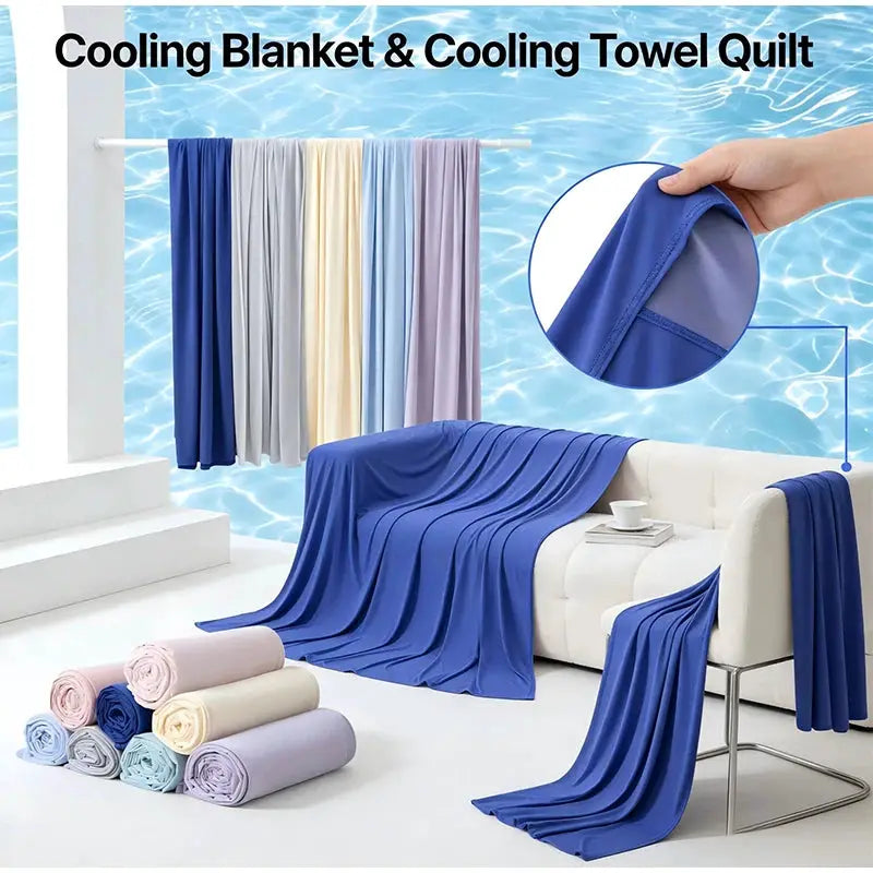 Cotton Bamboo Blanket | Ice Silk Cooling | Lightweight Breathable | Solid Summer Quilt