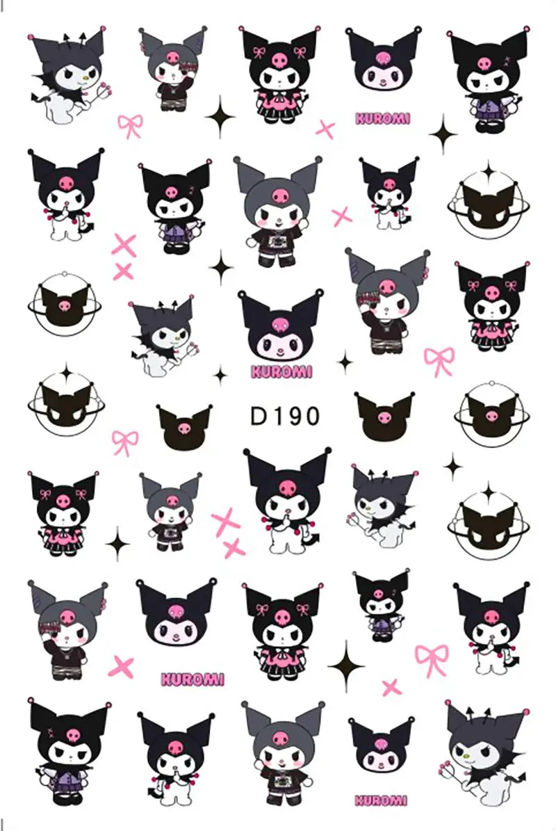 1PCS Cartoon Kawaii Pokémon Nail Stickers 3D Sanrio Hello Kitty Stickers For Nails Nails Accesories Anime Kuromi Nail Supplies from PriceLows™