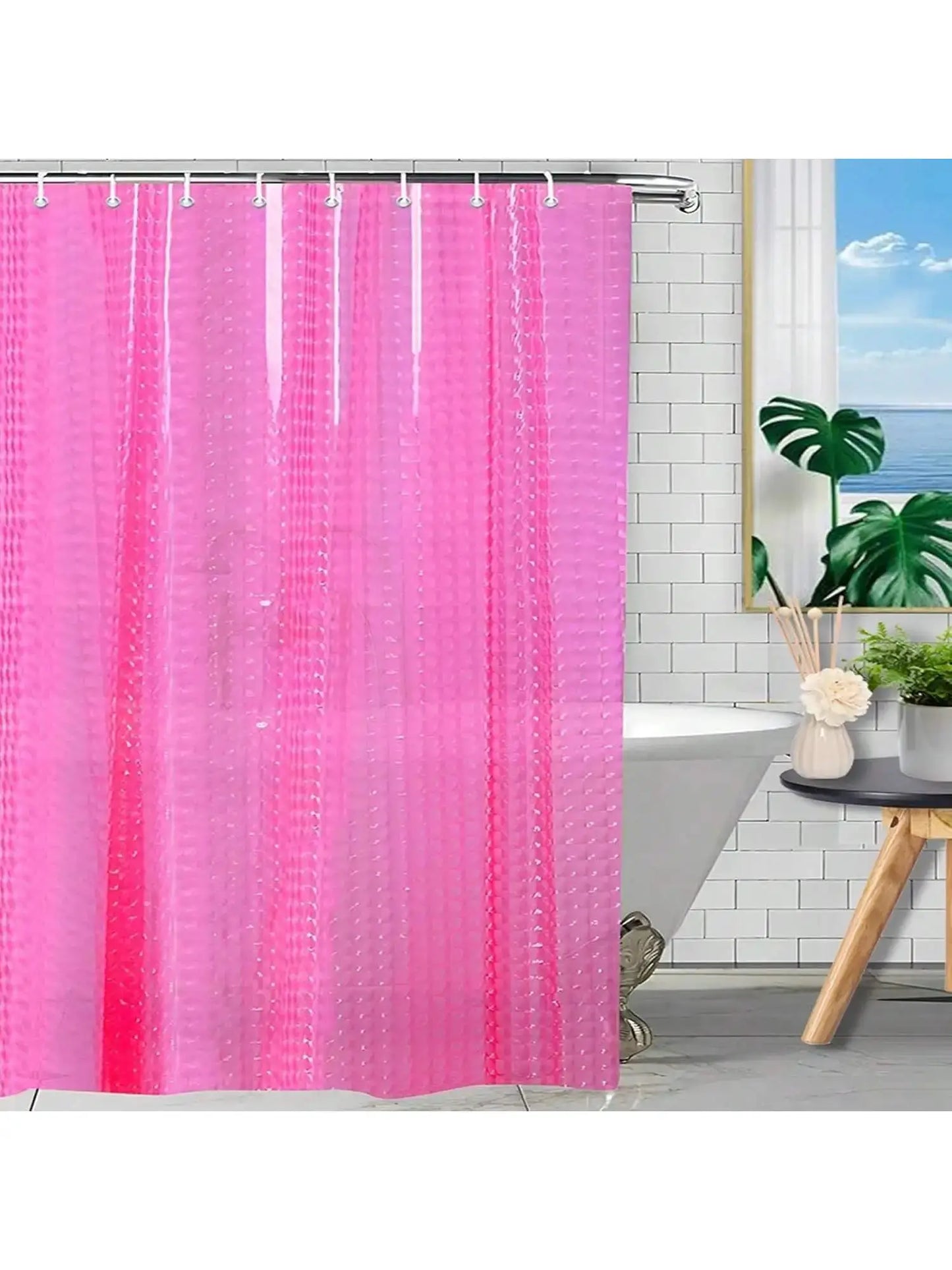 Premium Textured PEVA Shower Curtain - Rustproof Metal Grommets with 12 Durable Rings, Modern Bathroom Decor from PriceLows™