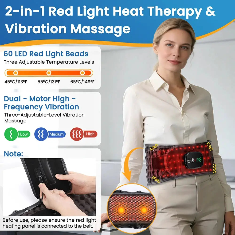 Lumbar Waist Belt | Cordless Inflatable Air Traction | Heat Vibration