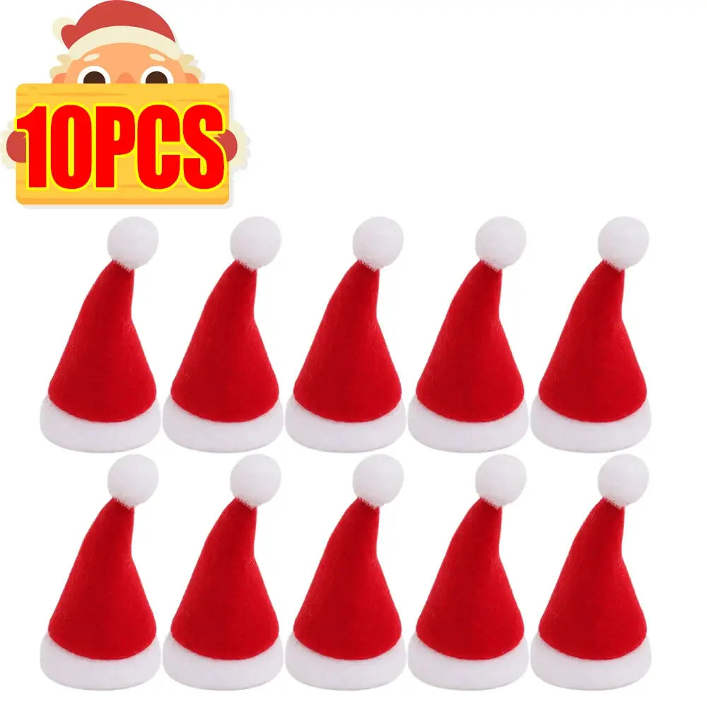 Mini Santa Hats | Single Sided Velvet | Size 7 By 4 Cms