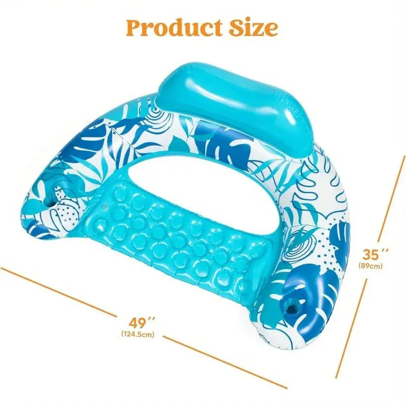 Inflatable Pool Chairs | Headrest Comfort | Cup Holders | 2 Pack
