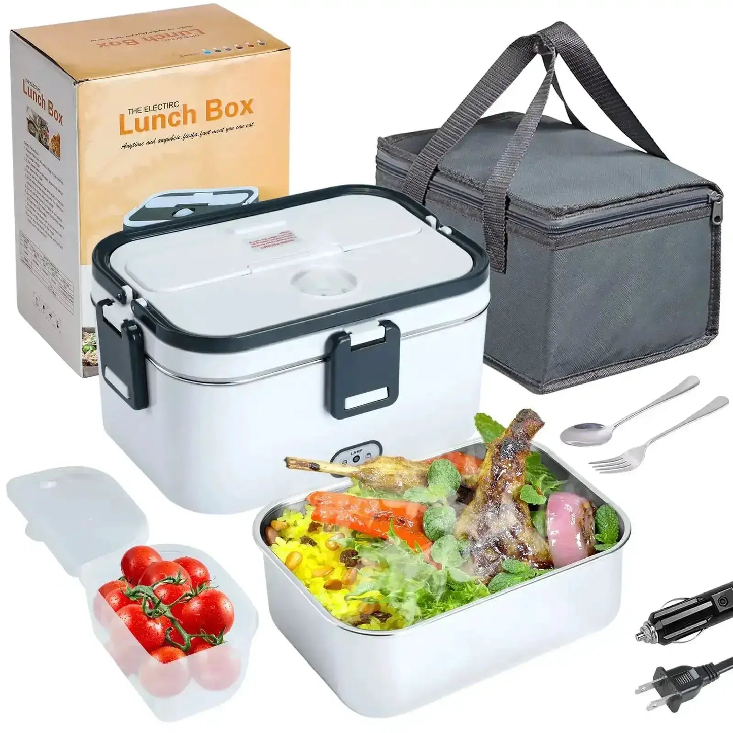 1.8L Electric Lunch Box 60W Food Heated 12V-24V 2-In-1 Portable Food Warmer Heater for Car/Truck/Home Self in-car Heating Box from PriceLows™