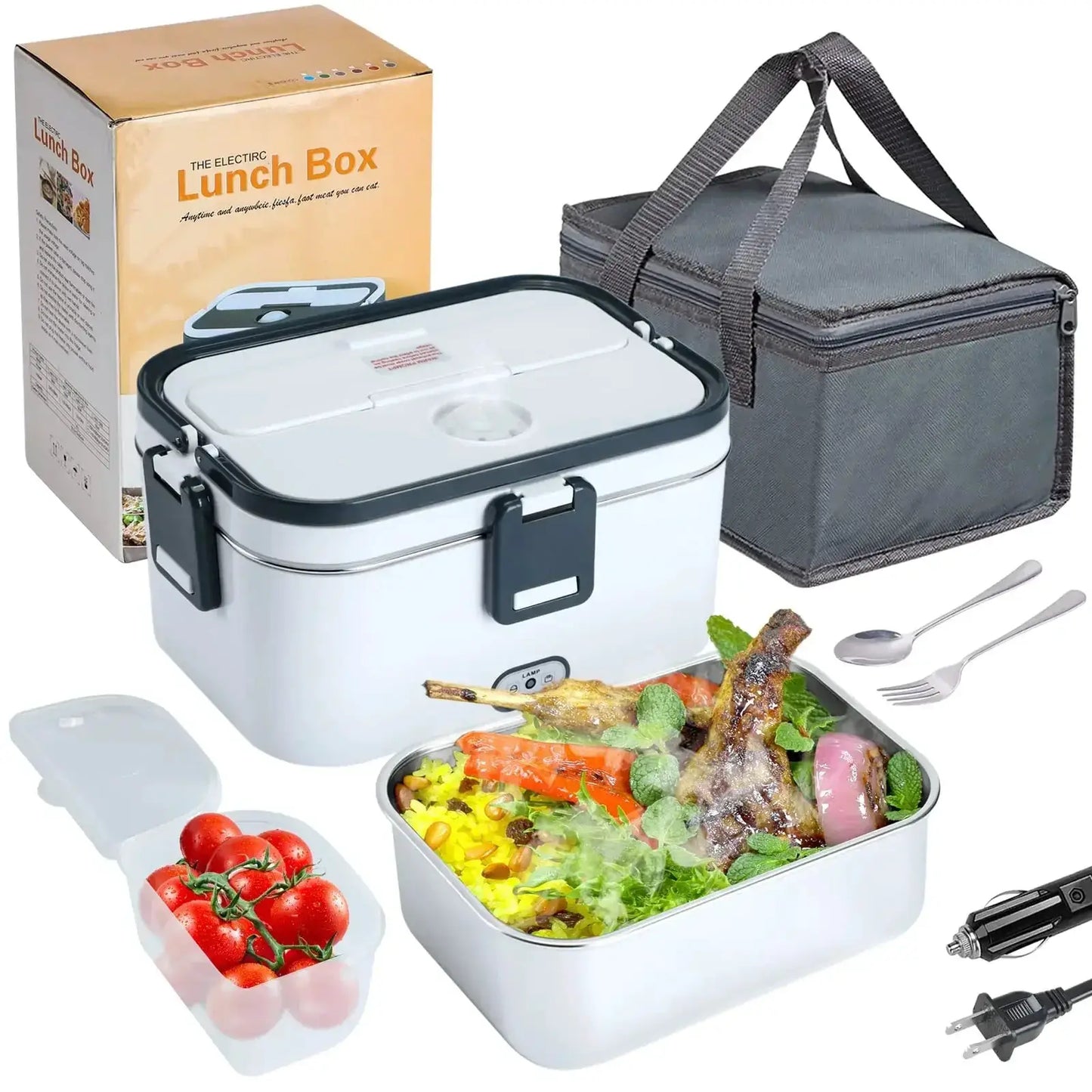 1.8L Electric Lunch Box 60W Food Heated 12V-24V 2-In-1 Portable Food Warmer Heater for Car/Truck/Home Self in-car Heating Box from PriceLows™