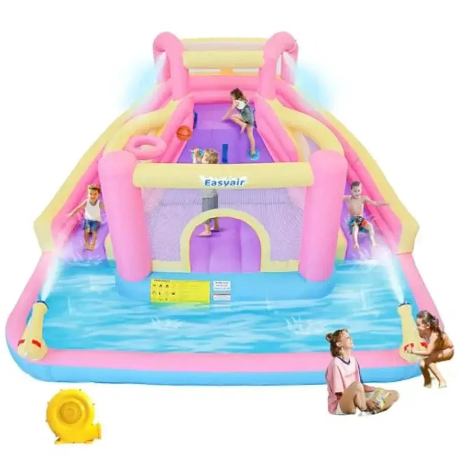 Inflatable Water Slide Bounce House for,12.1 FT x 10.3 FT Small Water Park Bouncy Castle, Double Slides, Jumper, Climbing Wall, from PriceLows™