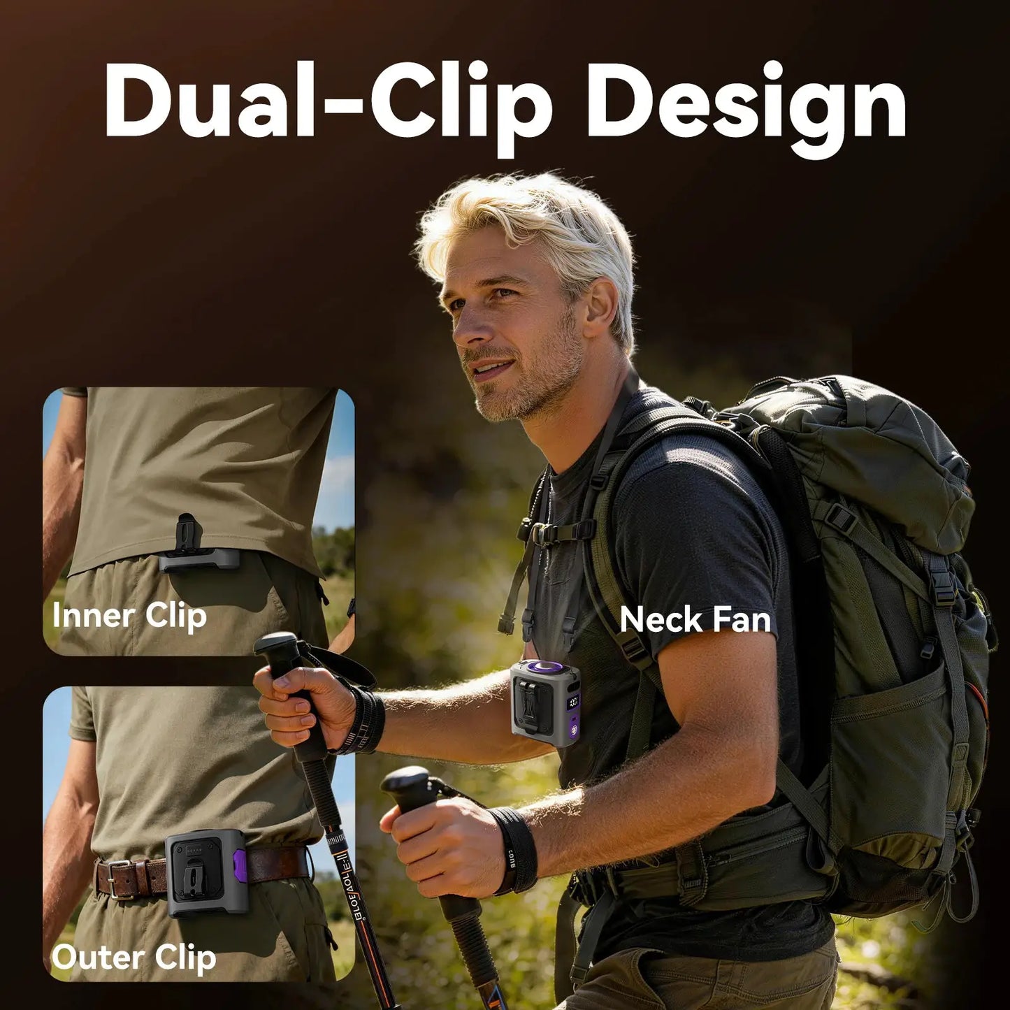 Waist Clip-On Fan | 8000mAh Battery | Ice Plate | Camping Belt Fan