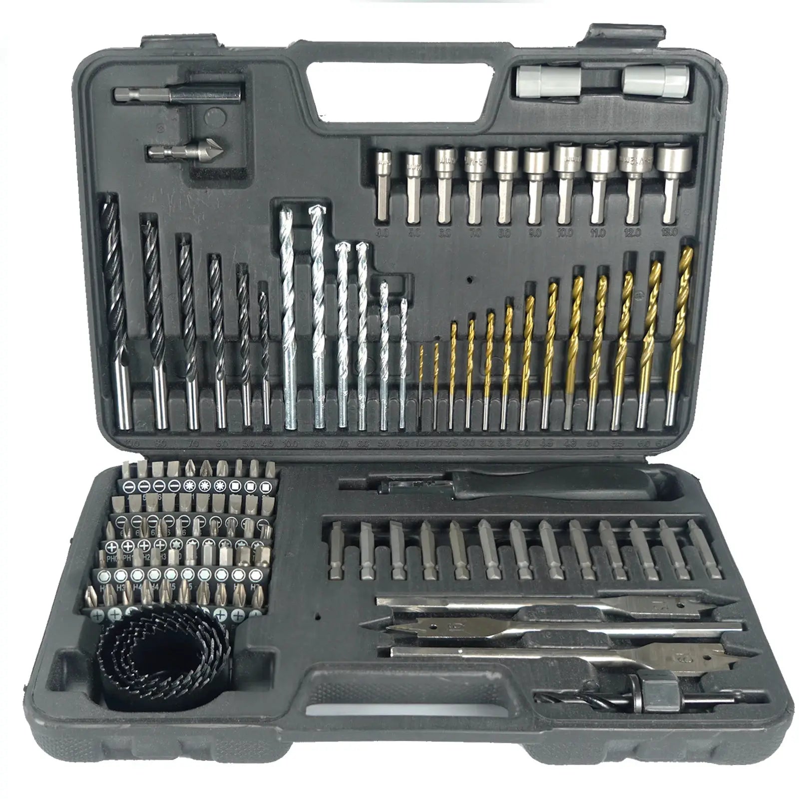 111 Pcs Tool Set Multifunctional Woodworking Tools Twist Drill Batch Screwdriver Woodworking Drill Flat Drill Hole Opener Set from PriceLows™
