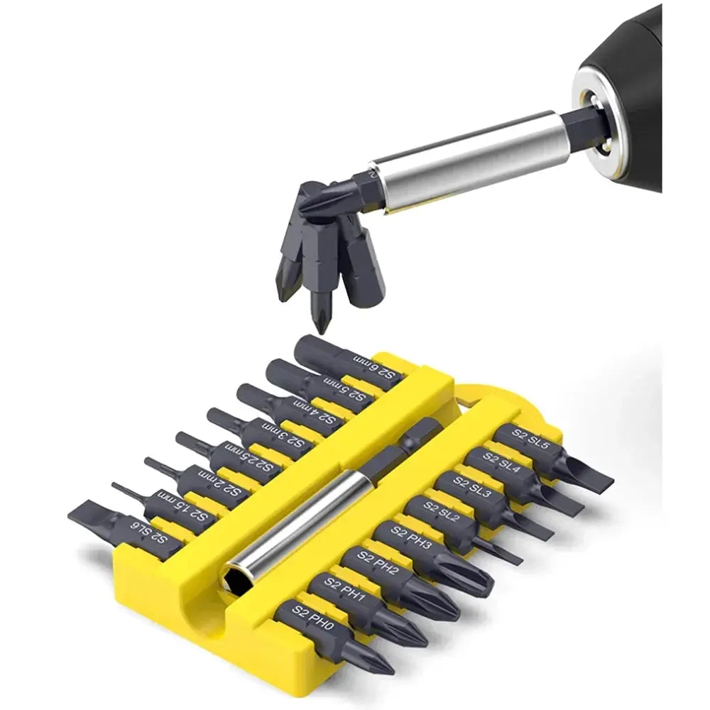 17Pcs S2 Alloy 25mm Steel Magnetic Screwdriver Bits Set in Torx Hex Square Phillips Slotted U-shaped Y Triangle DIY Hand Tool from PriceLows™