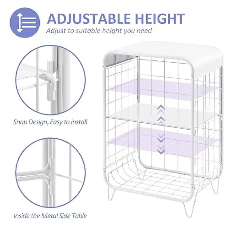 Cute Nightstand, Metal Side Table, 3 Tier End Table with Storage, Vintage Bedside Table, Girls Bedroom Furniture, Coffee Table from PriceLows™