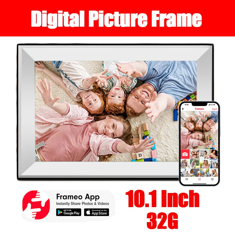 Frameo Digital Picture Frame | 10.1 Inch WiFi | 1280x800 HD IPS | 32GB