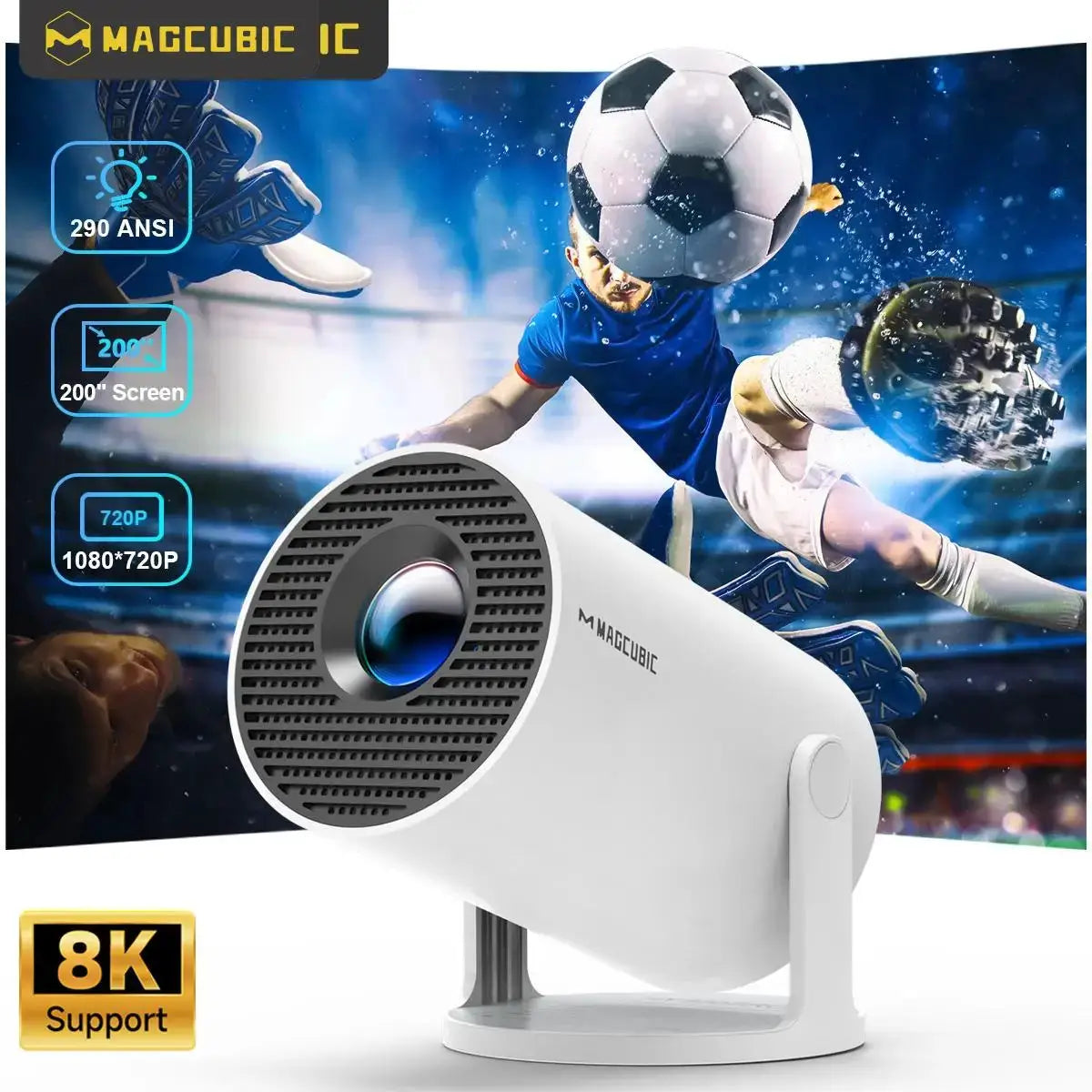 Projector | 290 ANSI Brightness | Android 14 System | Dual Wifi 6 1080P