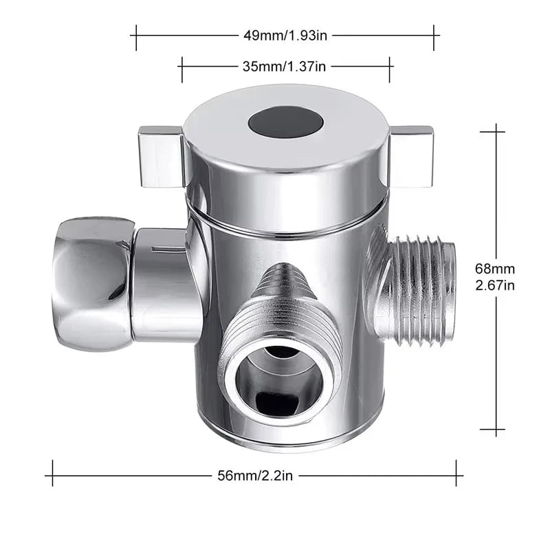 Shower Head Diverter Valve | Brass Construction | G1/2 Inch Connector | 3 Mode