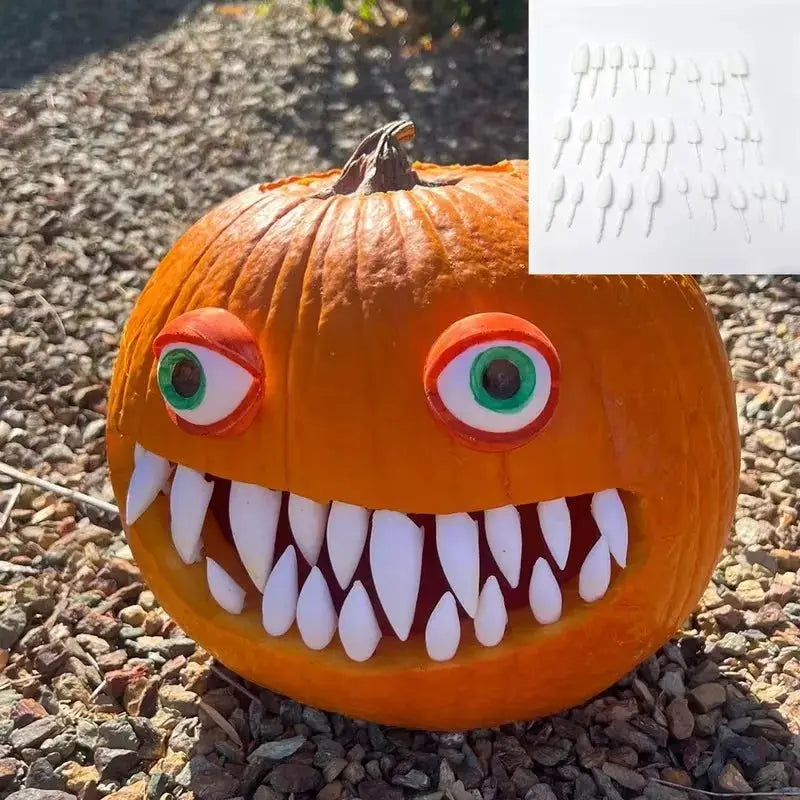 3D Printed Pumpkin Teeth | Plastic | Halloween Fangs | Set