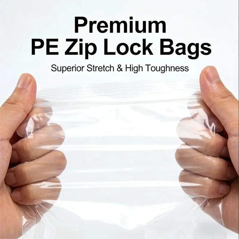 Zip Lock Bags | Clear Plastic | 0.08/0.1/0.2mm | Red White Seal Reusable
